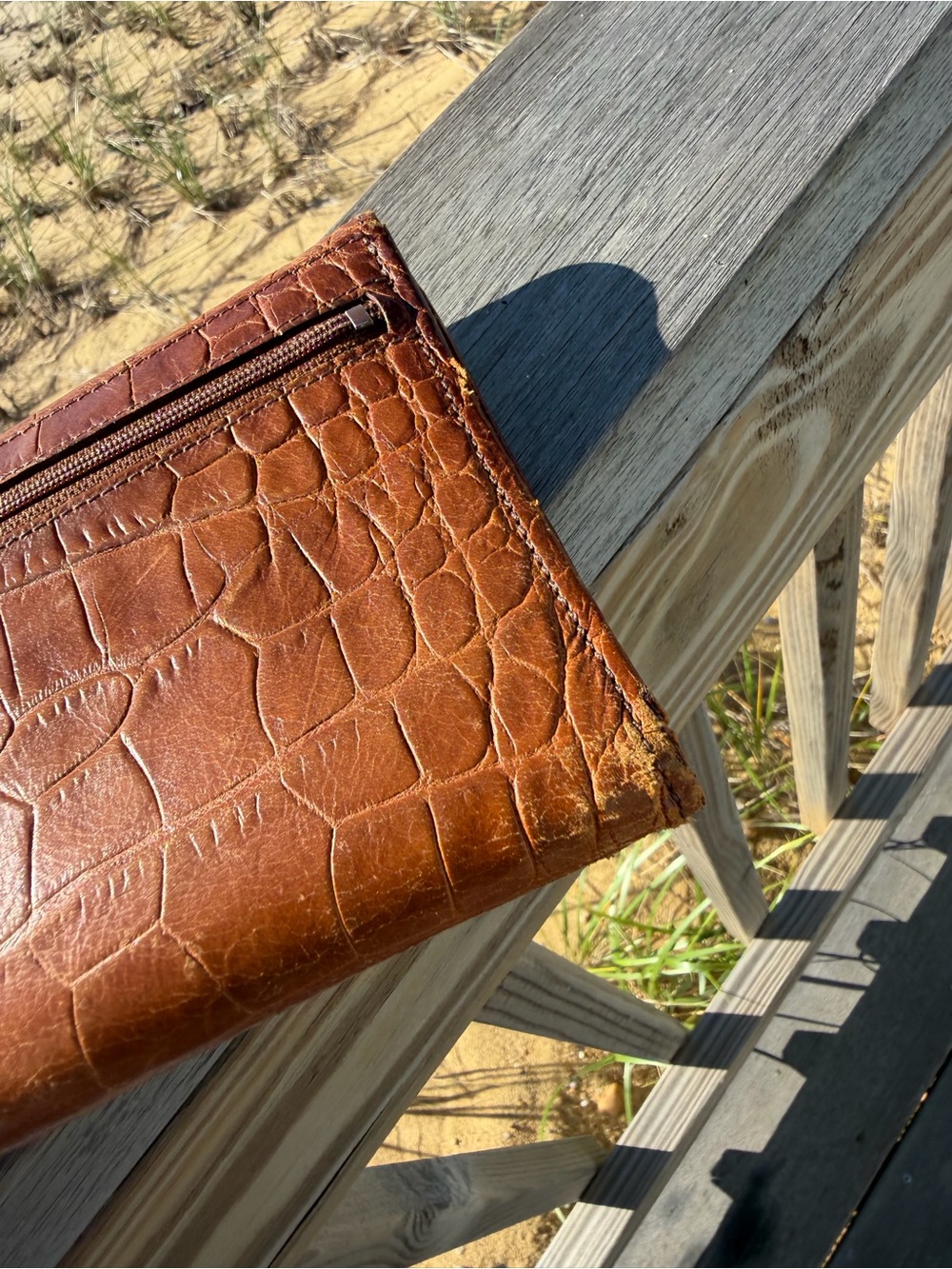 Vintage Ghurka Cognac Croc-Embossed Leather Continental Envelope Wallet - Picture 9 of 13